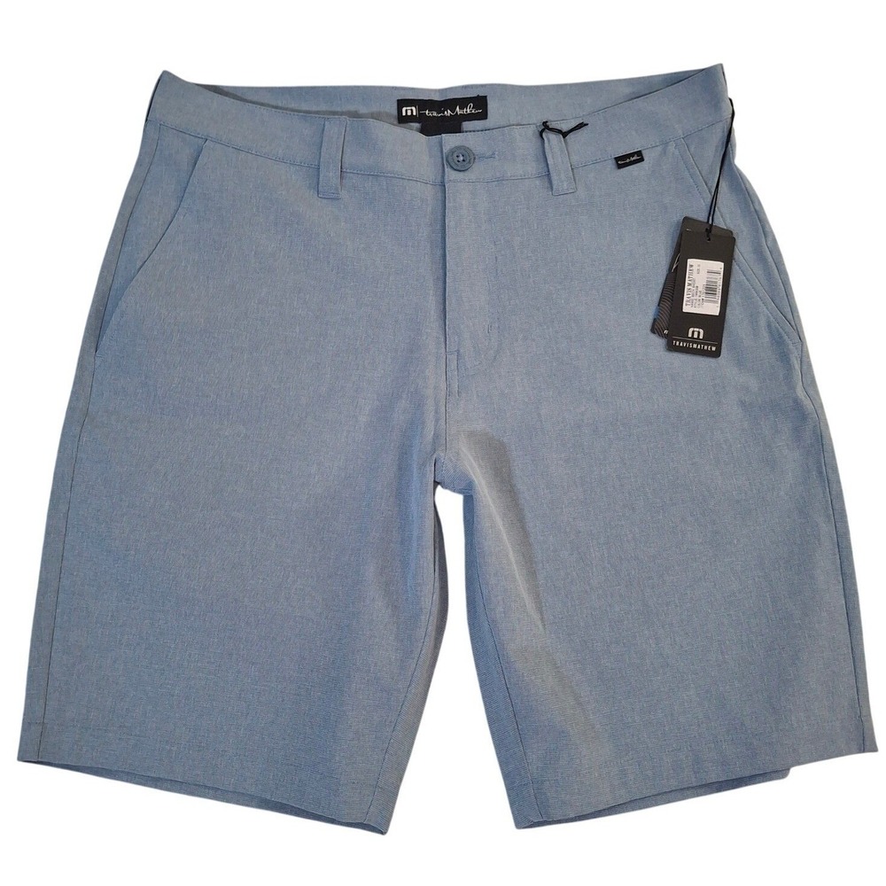 Travis Mathew Beck Shorts Mens 32 Blue Heather Performance Golf Stretch NEW